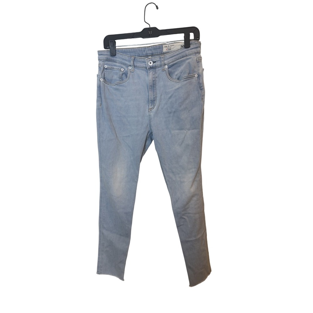 Rag & Bone Jeans Womens 30 Light Wash Blue Akron Mid Rise Skinny Raw Hem Denim
